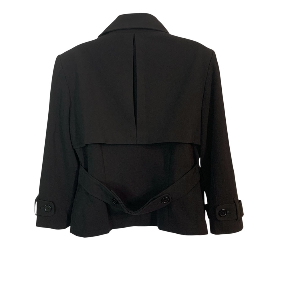 LIFESTYLE ATTITUDE by Larry Levine Black Cropped Trench Jacket Sz 10 - Picture 2 of 5